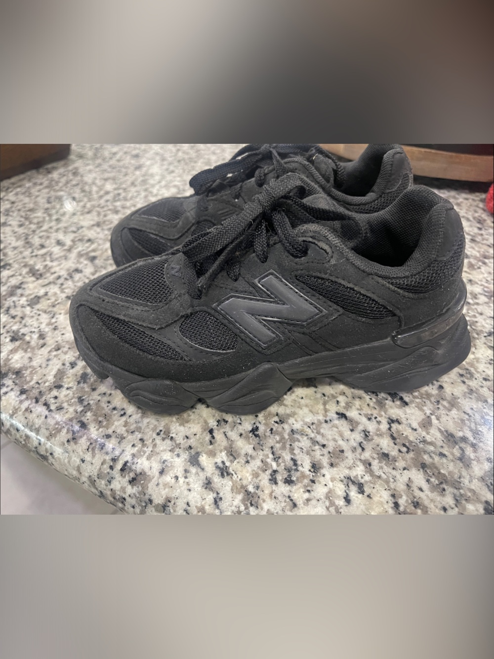 New Balance 9060 Triple Black shoes in size 1Y